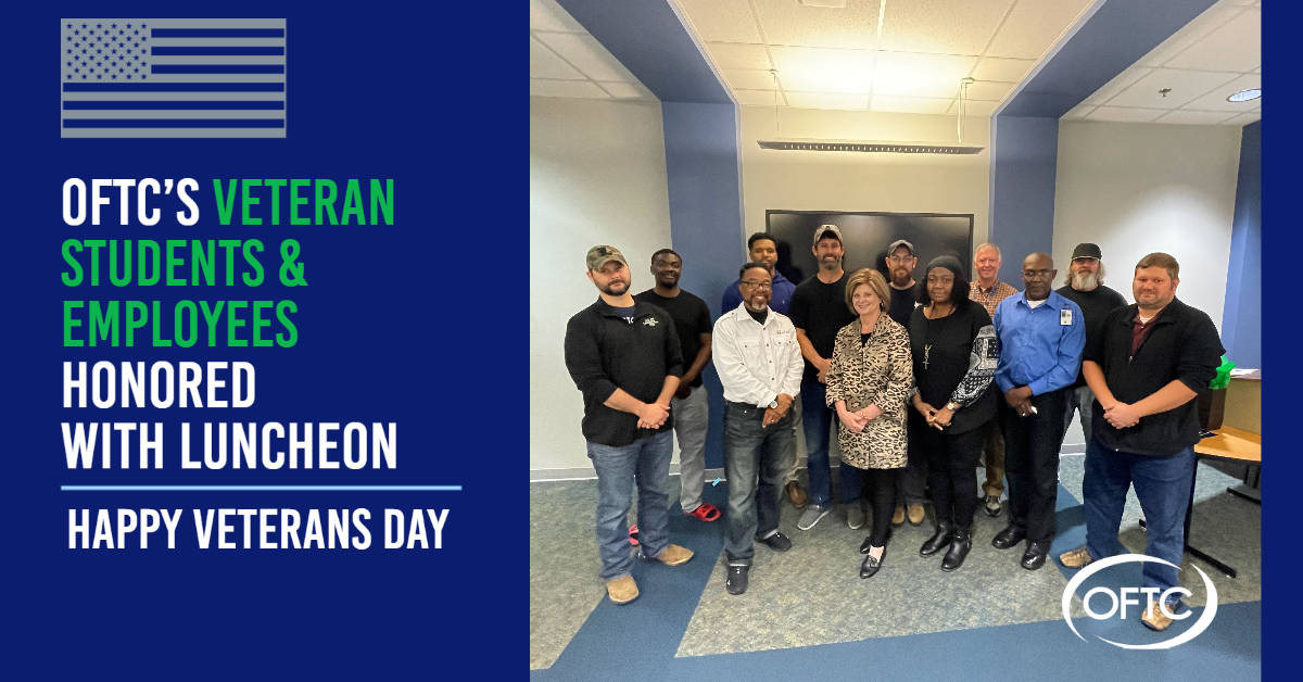 OFTC honored students and employees who were veterans of the U.S. military with a Veterans luncheon for Veteran's Day.
