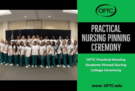 OFTC Practical Nursing students during the July 2023 pinning ceremony.