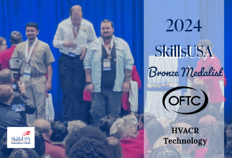 William Fuller, Air Conditioning Technology student and OFTC's 2024 EAGLE Winner earned a bronze medal at the 2024 State SkillsUSA Competition