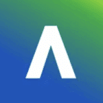 A white capital letter A without the horizontal bar, centered on a background that fades from blue at the bottom to green at the top right.