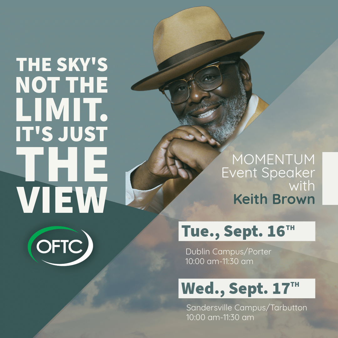Promotional graphic with Keith Brown smiling in a hat and glasses, text The sky's not the limit. It's just the view. Event dates Sept. 16 (Dublin) and Sept. 17 (Sandersville), both 10–11:30 am.